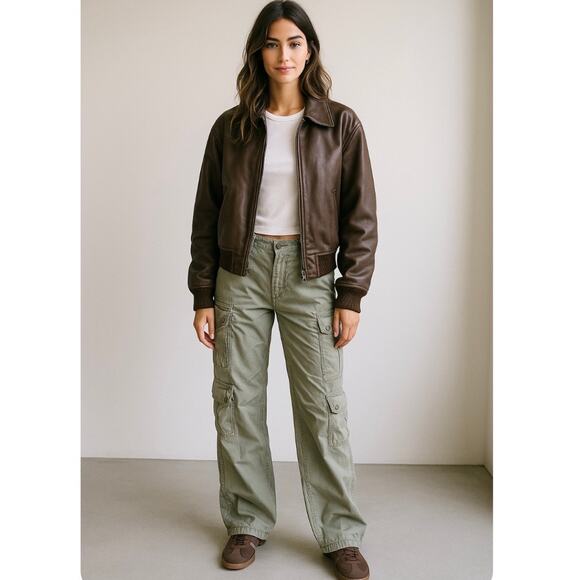 Boston Proper Y2K 90s Kim Possible Army Green Baggy Utility Cargo Pants Size 2 - Picture 13 of 13